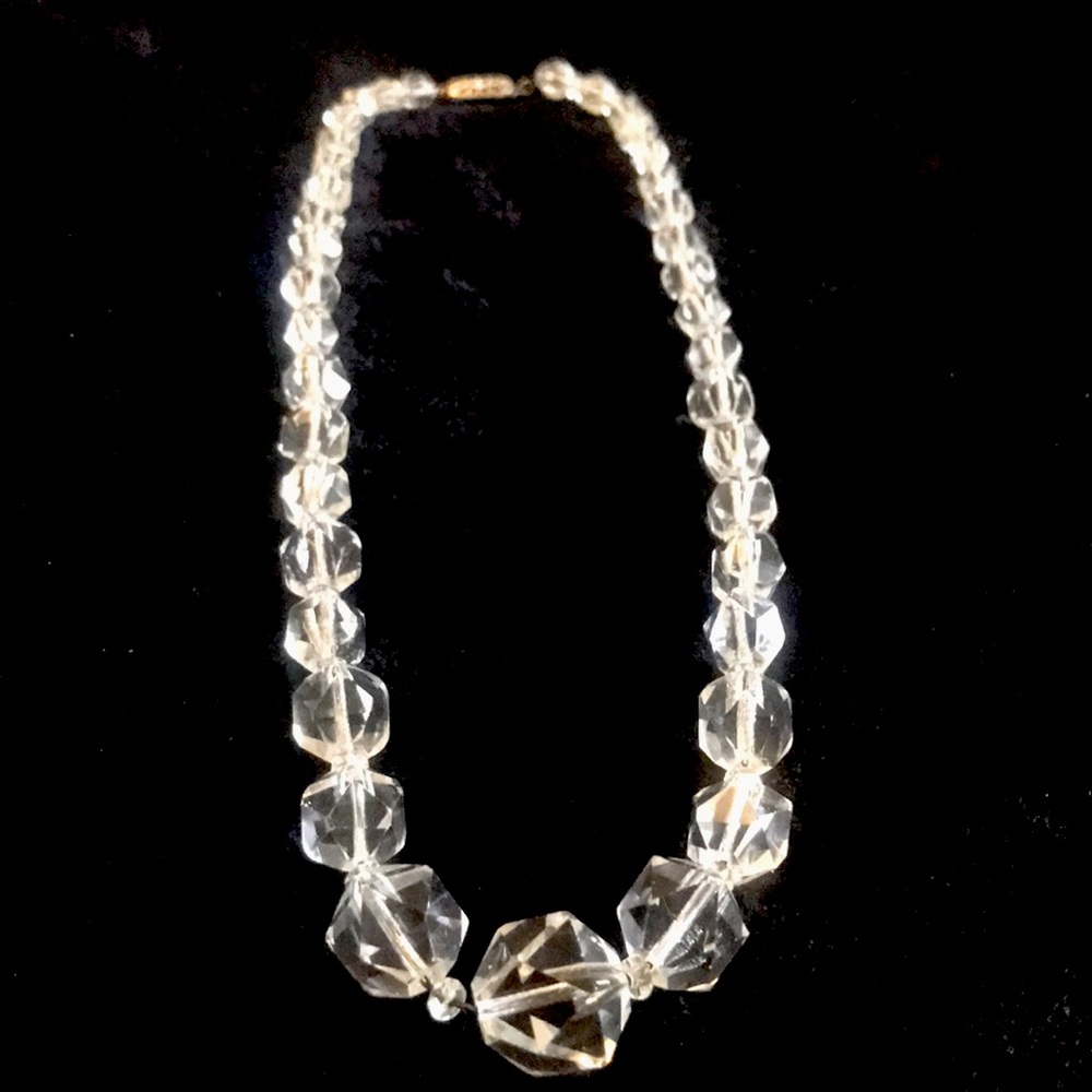 Vintage Graduated Clear Beaded Necklace